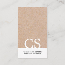 Matig gebold monogram Kraft Gedrukt wit verticaal Visitekaartje