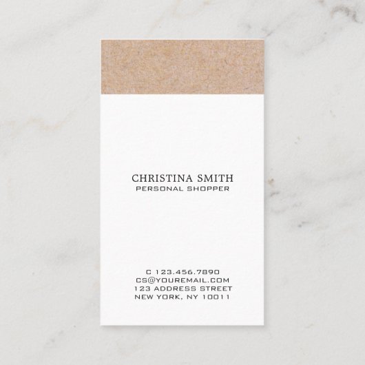 Matig gebold monogram Kraft Gedrukt wit verticaal Visitekaartje (Achterkant)