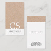 Matig gebold monogram Kraft Gedrukt wit verticaal Visitekaartje (Voorkant / Achterkant)