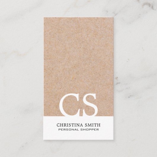 Matig gebold monogram Kraft Gedrukt wit verticaal Visitekaartje (Voorkant)