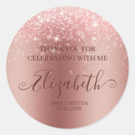 Matig geborsteld metaal Glitter Roos Gold Ronde Sticker