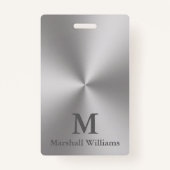 Matig geborsteld metaal grijze naam Tekstmonogram Badge (Achterkant)