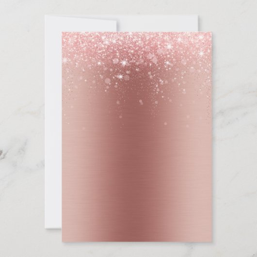 Matig geborsteld metaal Roos Glitter Sweet 16 Kaart (Achterkant)