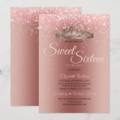 Matig geborsteld metaal Roos Glitter Sweet 16 Kaart (Voorkant / Achterkant)