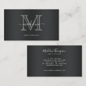 Matig geborsteld metaal zwart grijs monogram visitekaartje (Voorkant / Achterkant)
