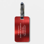 Matig geborsteld metallisch rood monogram bagagelabel (Achterkant verticaal)