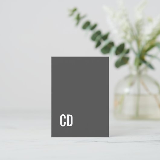 Matig gedrukt Kraft Gray White Monogram Visitekaartje (Staand voorkant)