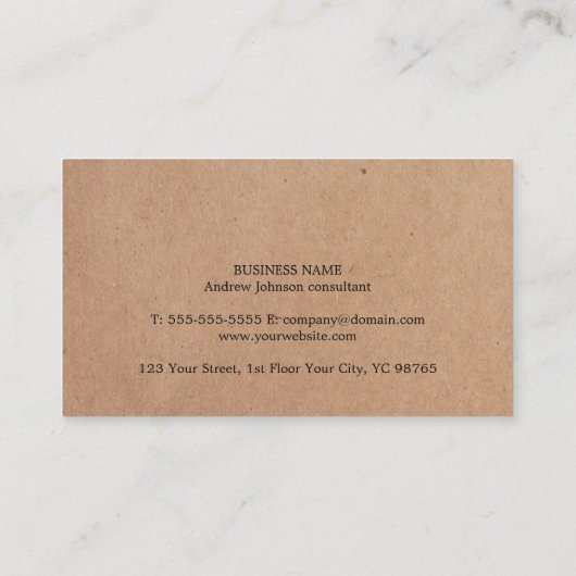 Matig gedrukt kraftpapier grijs wit geometrisch visitekaartje (Achterkant)