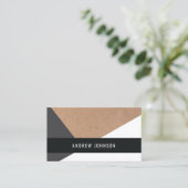 Matig gedrukt kraftpapier grijs wit geometrisch visitekaartje (Staand voorkant)