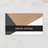 Matig gedrukt kraftpapier grijs wit geometrisch visitekaartje (Voorkant)