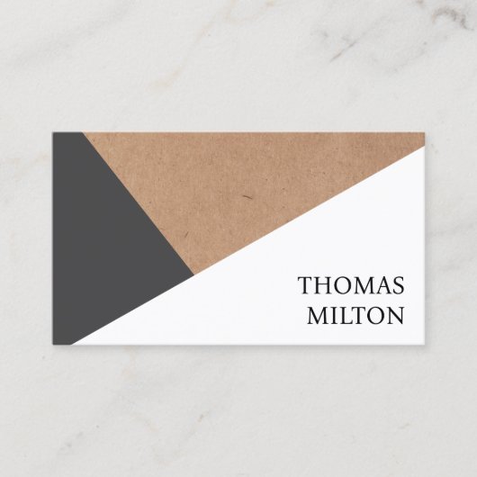 Matig gedrukt kraftpapier grijs wit geometrisch visitekaartje (Voorkant)