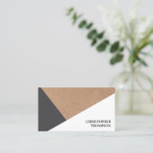 Matig gedrukt kraftpapier grijs wit geometrisch visitekaartje (Staand voorkant)