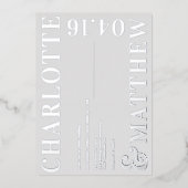 Matig gedurfd met grijze foto's bruiloft zilver folie uitnodiging (Voorkant)