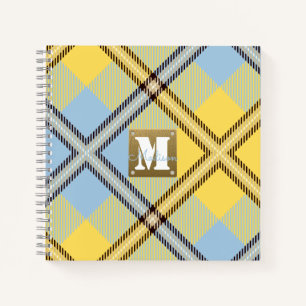Matig geel blauw speldekleurmonogram notitieboek