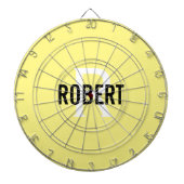 Matig geel monogram, kunstbord dartbord (Voorkant)