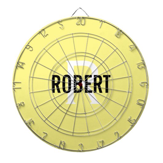 Matig geel monogram, kunstbord dartbord (Voorkant)