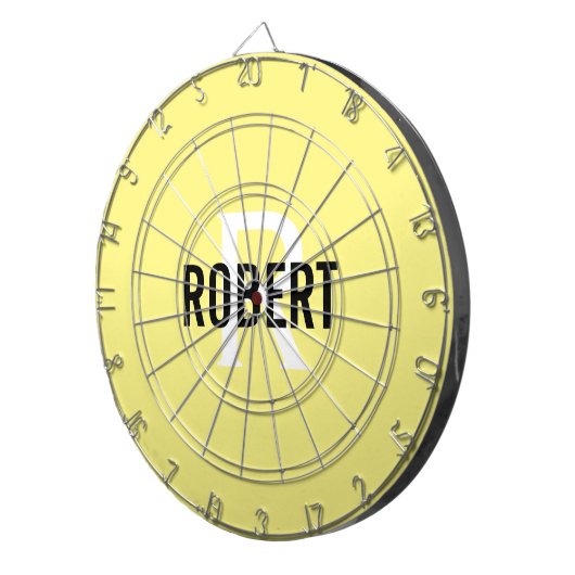 Matig geel monogram, kunstbord dartbord (Voorkant Rechts)