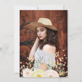 Matig geel roodgroen bloemgoud Quinceanera Kaart (Achterkant)