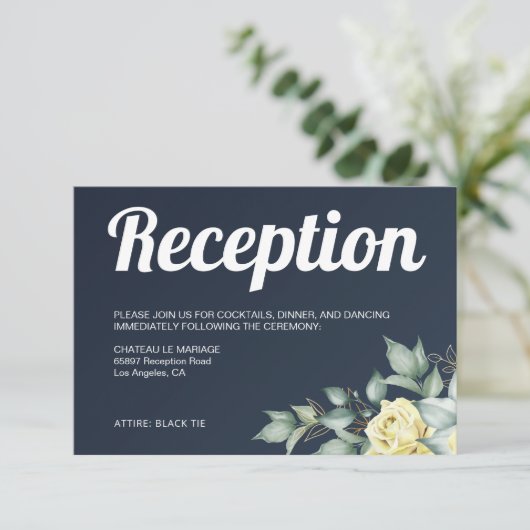 Matig geel waterverf marineblauw informatiekaartje (Staand voorkant)