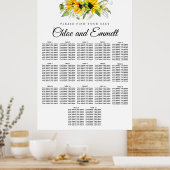 Matig geel zonnebloem - 17-tabel Zitplaatje Poster (Keuken)