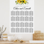 Matig geel zonnebloem 20-Tabel Zitkool Poster (Keuken)