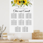 Matig geel zonnebloem - 8-tabel Zitkool Poster (Keuken)