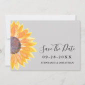 Matig geel zonnebloem grijs sparen de datum save the date (Voorkant)