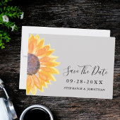 Matig geel zonnebloem grijs sparen de datum save the date