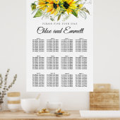 Matig geel zonnebloemkool 12-tabel zitje poster (Keuken)