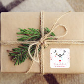 Matig gekke kerstrendierrode glitter vierkante sticker