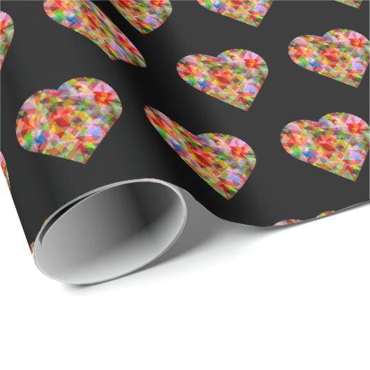 Matig gekleurd zwart hartpatroon cadeaupapier (Rol Hoek)