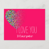 Matig gekleurde hartroze feestdagenkaart (Voorkant)