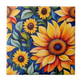 Matig gele zonnebloem tegeltje (Voorkant)