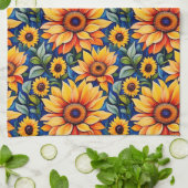 Matig gele zonnebloem theedoek (Gevouwen)