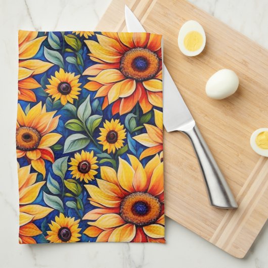 Matig gele zonnebloem theedoek (Quarter Fold)