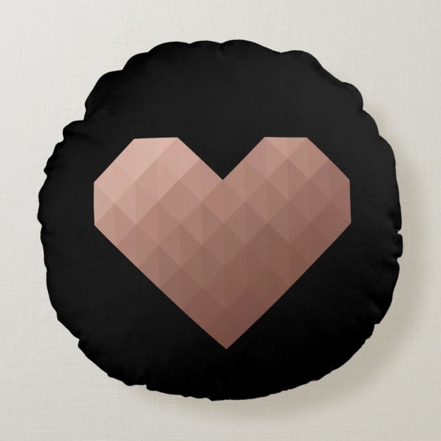 Matig geometrisch roos goudhart rond kussen (Voorkant)