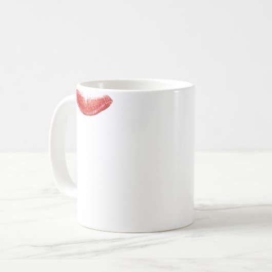 Matig gepersonaliseerd rood glanslipsticker koffiemok (Voorkant links)