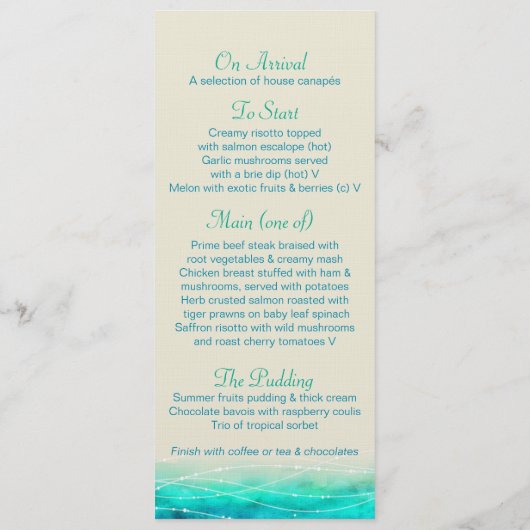 Matig geschilderd bruin zeeen trouwmenu menu (Achterkant)