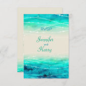 Matig geschilderde sparkle zeeen bruiloft RSVP (Voorkant / Achterkant)
