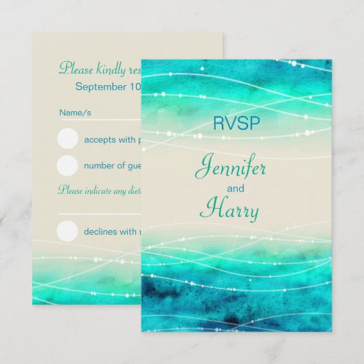 Matig geschilderde sparkle zeeen bruiloft RSVP Kaartje (Voorkant / Achterkant)