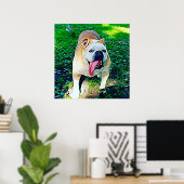 Matig gestileerde buldog-portret poster (Thuiskantoor)