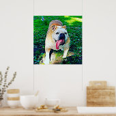 Matig gestileerde buldog-portret poster (Keuken)
