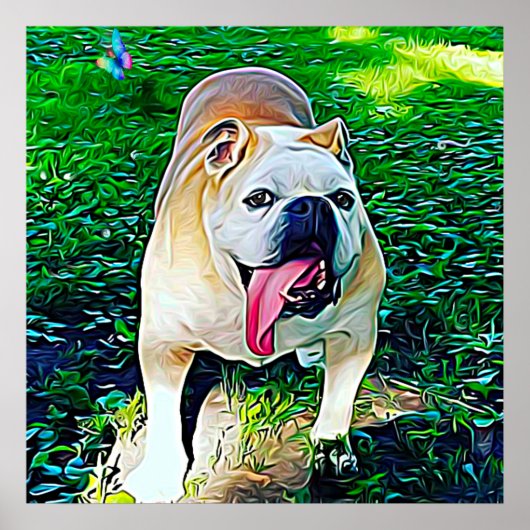 Matig gestileerde buldog-portret poster (Voorkant)