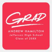 Matig gestormd Afstudeerder rood Afstuderen Vierkante Sticker (Voorkant)