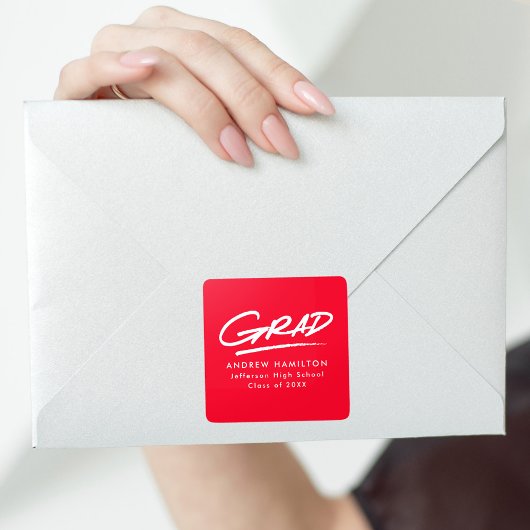 Matig gestormd Afstudeerder rood Afstuderen Vierkante Sticker