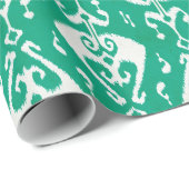 Matig getextureerd groen ikattribaal cadeaupapier (Rol Hoek)