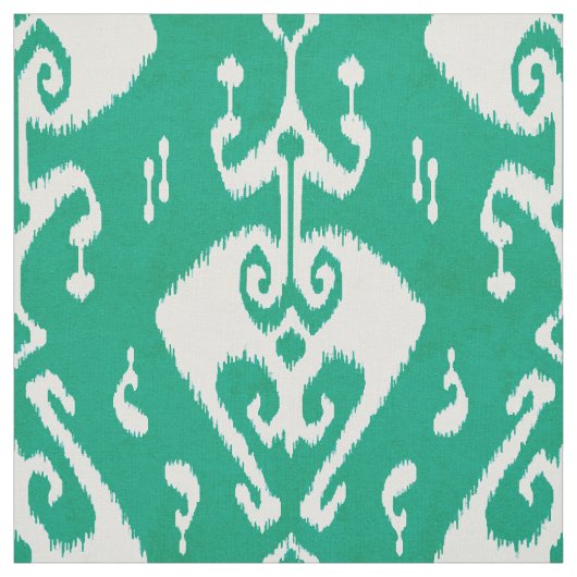 Matig getextureerd groen ikattribaal stof (Swatch)