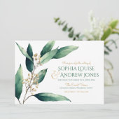 Matig geverfde botanische bruine bruiloft kaart (Staand voorkant)