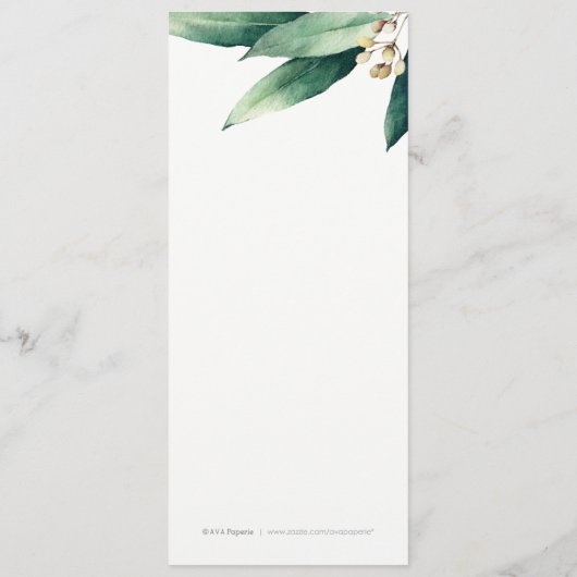 Matig geverfde botanische bruine bruiloft menu (Achterkant)