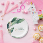 Matig geverfde botanische bruine bruiloft papieren bordje (Feest)